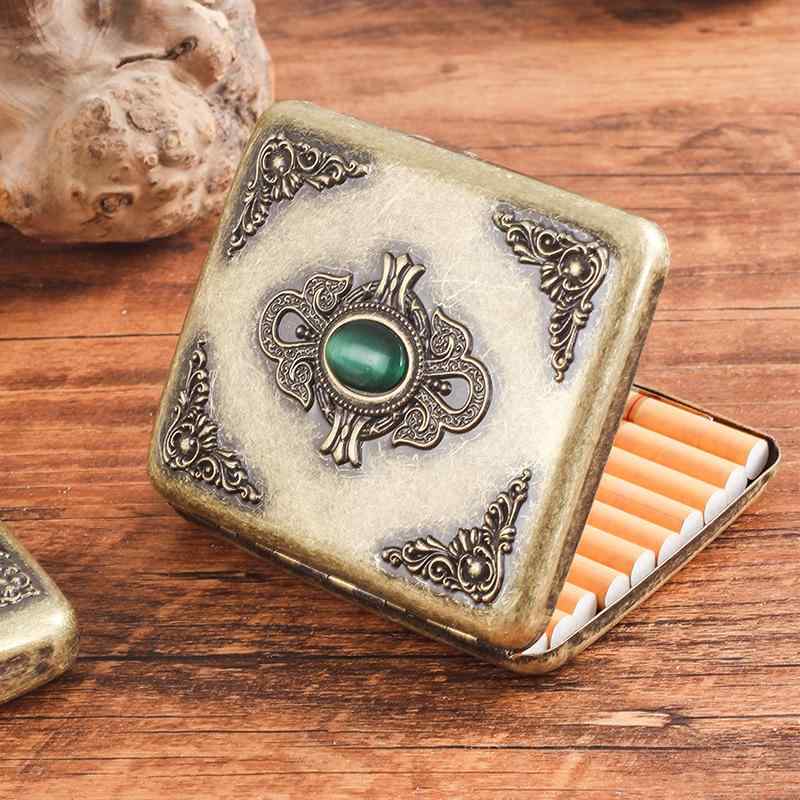 シガレットケース 男性用 メンズ 浮彫り 青銅 メタル製 耐圧 丈夫 携帯用 ポータブル 個性的 レトロ ア..