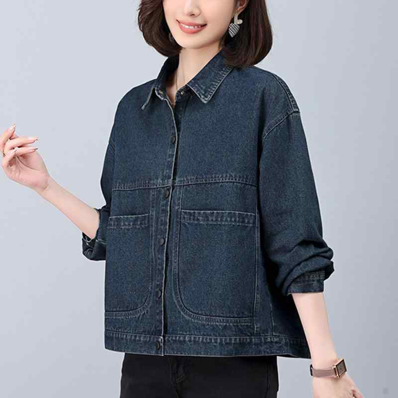 Gジャン レディース 春夏 小柄 低身長 ゆったり ショート丈 ミセス ママ カジュアル きれいめ 通勤 オフィス 着回し万能 上品 綿 コットン デニムブルー 襟付き