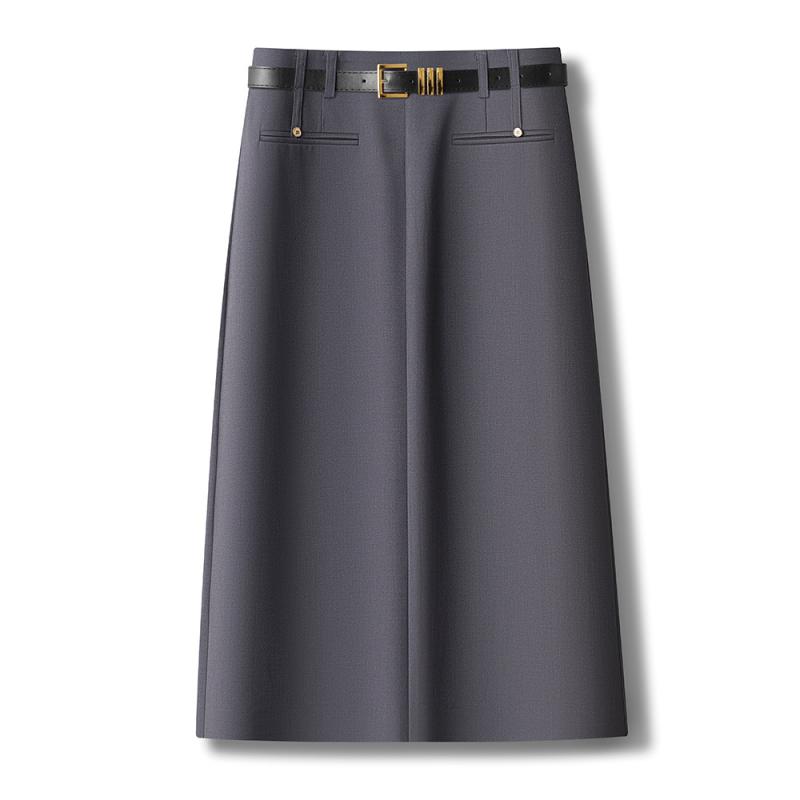 レディース スカート 高級感 エレガント 通勤 ハイウエスト ミディ丈 タイトスカート スーツスタイル ストレッチ 春 無地 ポリエステル