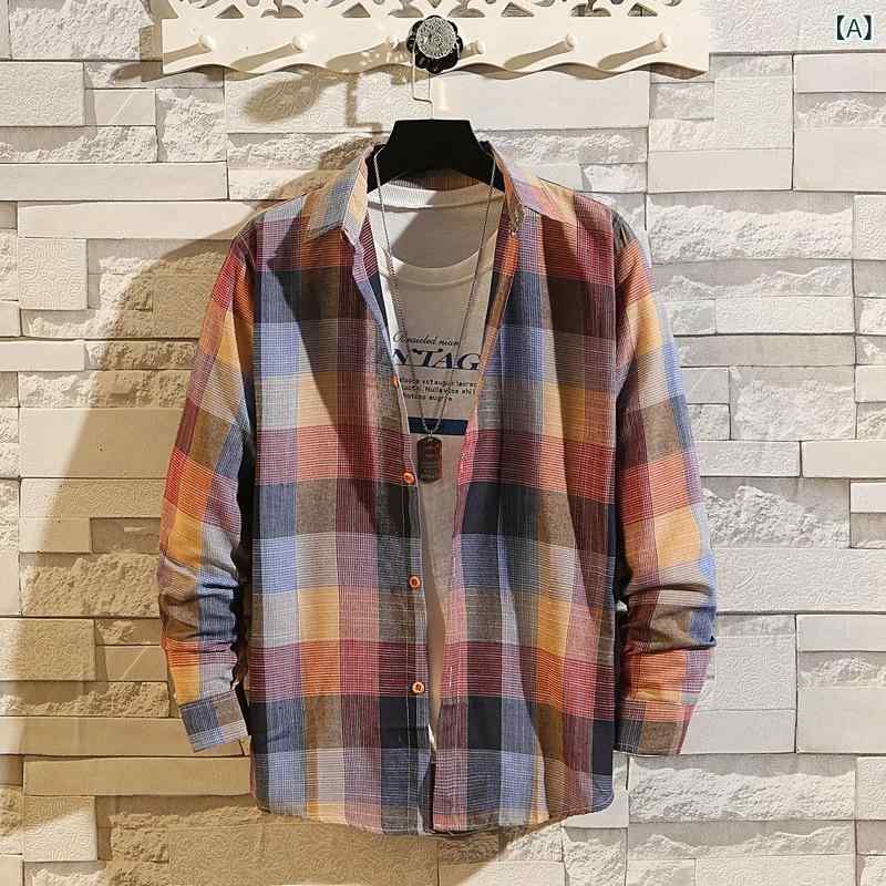 シャツ メンズ イージーケア 秋物 カジュアル ファッション チェック柄 長袖 ゆったり 切り替え配色 ポリエステル綿混 トップス