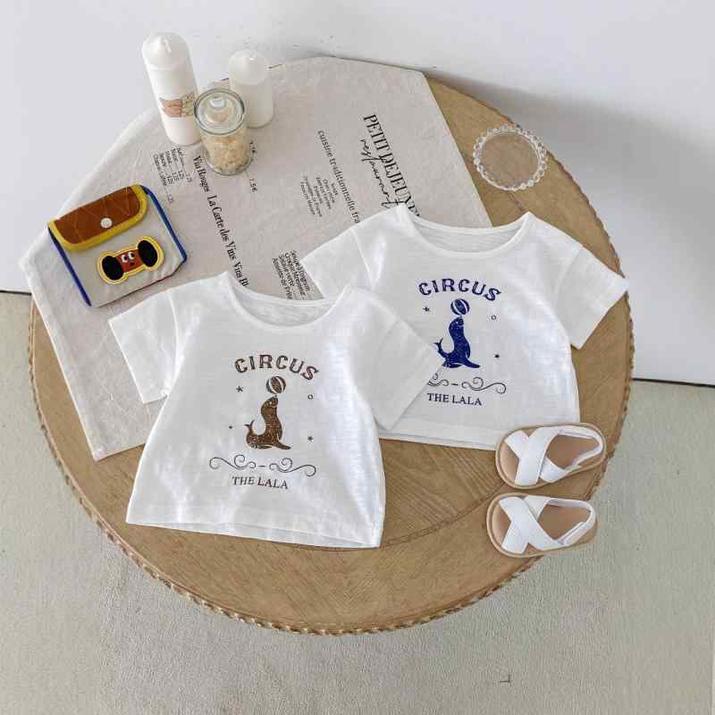 Tシャツ キッズ 男の子 女の子 半袖 やわらか 薄手 軽量 吸湿速乾 綿混 キャラクター プリント アニマル柄 かわいい おしゃれ 丸首 夏用 トップス 部屋着 普段着 カジュアル 80cm 90cm 100cm