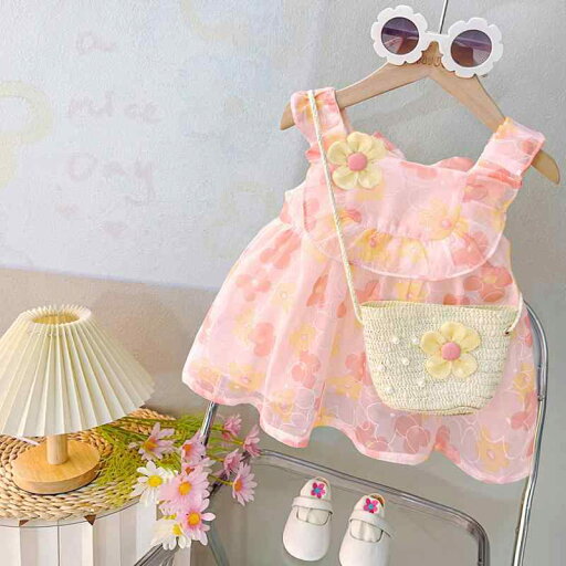 ワンピース 女の子 ベビー 1歳 2歳 3歳 プリンセス かわいい かごバッグ付き 2点セット コットン 春夏 韓国子供服 A類安全基準 お出かけ ワンピース 女の子 ベビー 1歳 2歳 3歳 プリンセス かわいい かごバッグ付き 2点セット コットン 春夏 韓国子供服 A類安全基準 お出かけ