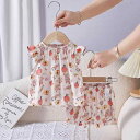 キッズ 女の子 ベビー 韓国子供服 通気性 薄手 肌に優しい ノースリーブ パジャマ ショートパンツ 上下セット 綿混 竹繊維 うさぎ柄 かわいい 2点セット 春夏 部屋着 寝巻き