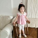 ベビー 女の子 春夏 韓国風 うさぎ柄 ノースリーブ シャツ パンツ ツーピース 綿100% 薄手 ピンク セットアップ かわいい 涼しい 部屋着 保育園着 80 90 100cm