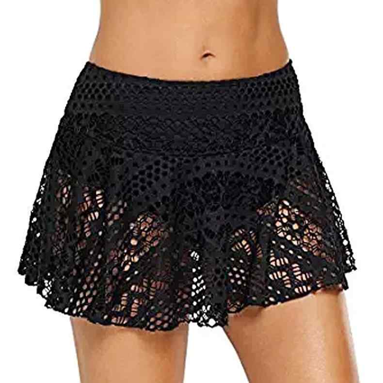 水着 レディース 体型カバー かぎ針編み レース ハイウエスト スイムスカート インナーショーツ付き 透け防止 ビーチ プール リゾート 大人 かわいい おしゃれ