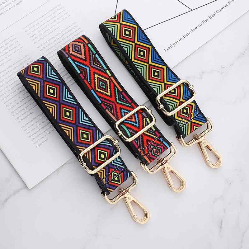 バッグストラップ 肩の負担軽減 長さ調節可能 編み込み 幅広 刺繍 ポリエステル ショルダーストラップ ..