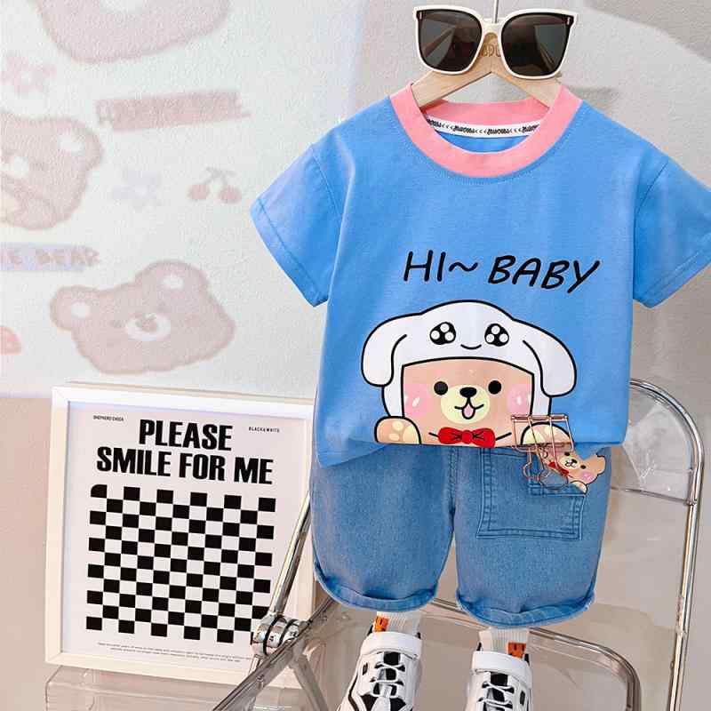 ベビー服 男の子 夏 韓国風 かわいい 半袖 ショートパンツ 上下セット 部屋着 ルームウェア コットン 綿100% キャラクター 泡柄 1歳 2歳 3歳児 カジュアル ファッション