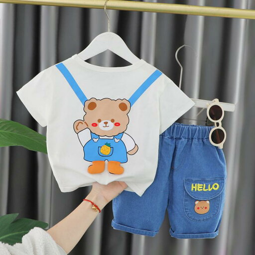キッズ 男の子 春夏 セットアップ 半袖 ショートパンツ 2点セット 韓国風 おしゃれ かっこいい コットン 綿 ベビー 幼児 子供服 クマ柄 かわいい キッズ 男の子 春夏 セットアップ 半袖 ショートパンツ 2点セット 韓国風 おしゃれ かっこいい コットン 綿 ベビー 幼児 子供服 クマ柄 かわいい