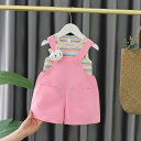 ベビー服 女の子 うさぎ キャラクター ショートパンツ サロペット 2点セット 韓国風 かわいい おしゃれ ノースリーブ 夏 ルームウェア 綿素材 通気性抜群