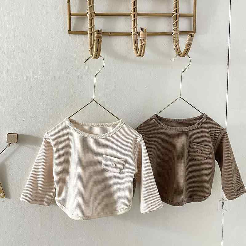 長袖Tシャツ ベビー 男女兼用 新生児 吸湿速乾 シンプル 無地 ラウンドヘム ポケット付き コットン 春秋 ルームウェア 部屋着 カジュアル 韓国子供服 肌触り良い インナー