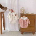 ベビー服 女の子 秋冬 ニット カーディガン 綿95%素材 長袖 うさぎ サロペットロンパース 2点セット スウィート かわいい 前開きボタン 80cm 90cm 100cm