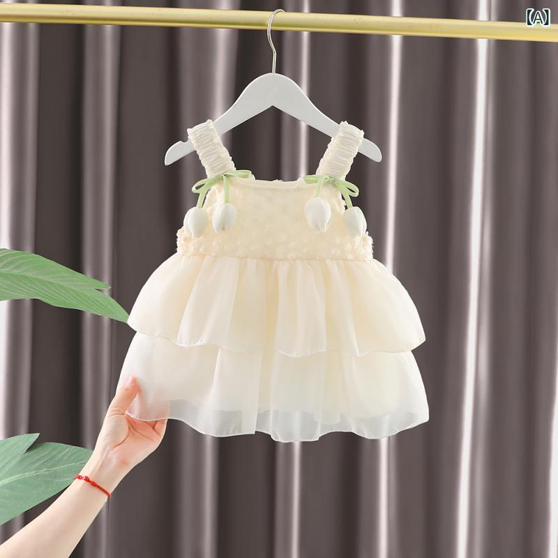 ドレス ベビー 女の子 春夏 1歳向け かわいい プリンセス チュール ふわふわ 誕生...
