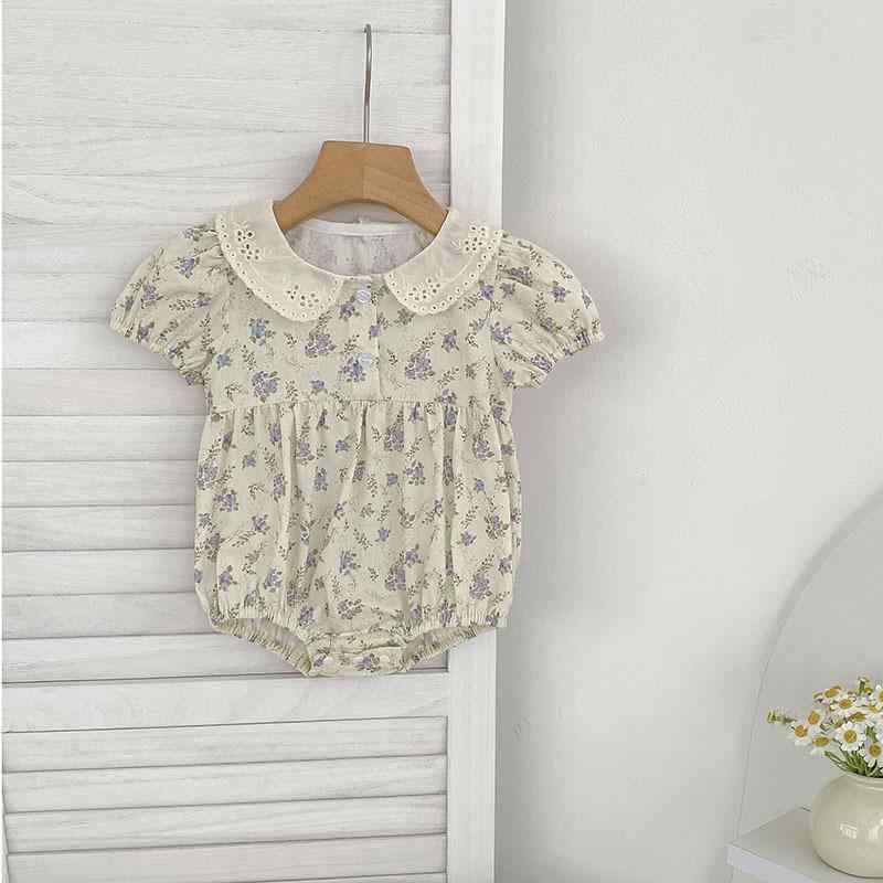 薄手 半袖 綿100% ロンパース ベビー 女の子 新生児 小花柄 スナップボタン かわいい 肌に優しい 赤ちゃん安心 普段着 ルームウェア 夏用