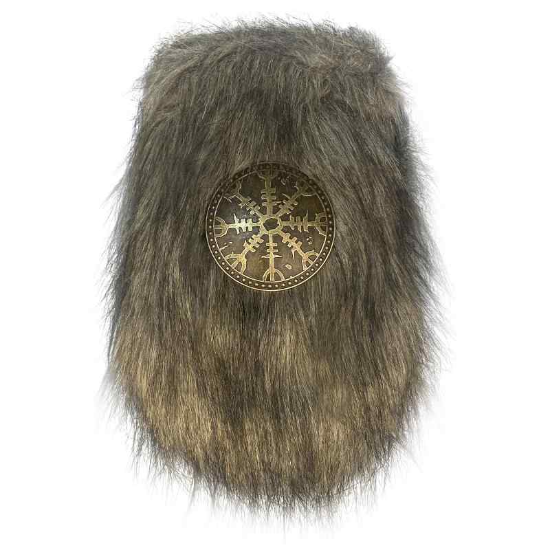 バッグ 大人用 フェイクファー 中世風 北欧 バイキングスタイル レトロ コスプレ 仮装 イベント グッズ シルバーグレー 欧米ファンタジー