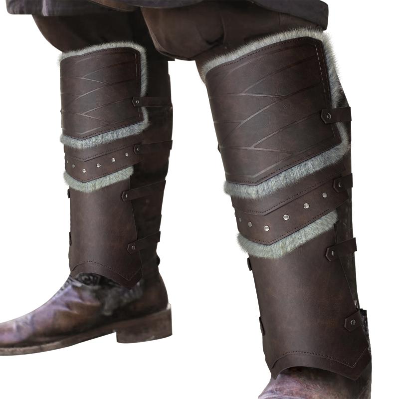 コスプレ道具 大人用 中世風 北欧ヴァイキングスタイル レッグアーマー ヴィンテージ感 フリンジ加工 仮装アイテム 舞台衣装(3)