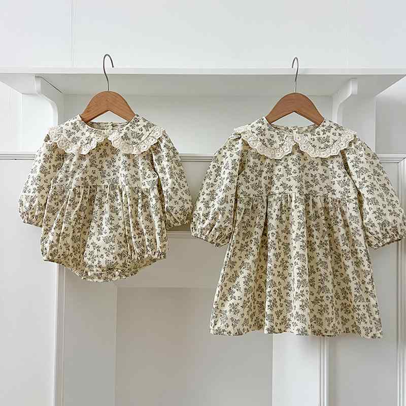 ワンピース 女の子 ベビー キッズ 長袖 小花柄 ロンパース カバーオール 肌触り柔らか コットン 綿100%..