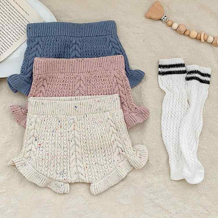 ベビー パンツ 男女兼用 秋冬 ケーブルニット 綿 フリル カラフルドット かぼちゃパンツ ルームウェア ..