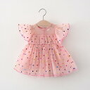 ワンピース 女の子 ベビー キッズ 春夏 ドット柄 ボリューム チュール フリル袖 プリンセスドレス レース 柔らかい肌触り お誕生日 七五三 パーティー フォーマル 1歳 2歳 3歳 綿 ポリエステル かわいい
