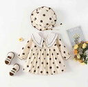 ベビー服 女の子 新生児 0-2歳 長袖 ドット柄 ロンパースワンピース 綿100% 春秋 カバーオール ボディスーツ 肌に優しい お誕生日服 アイボリー(x2)