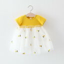 ワンピース 女の子 ベビー キッズ 半袖 綿95% 刺繍 パイナップル チュチュスカート プリンセスドレス 春夏 1歳 80cm 90cm 100cm 誕生日 発表会 お出かけ