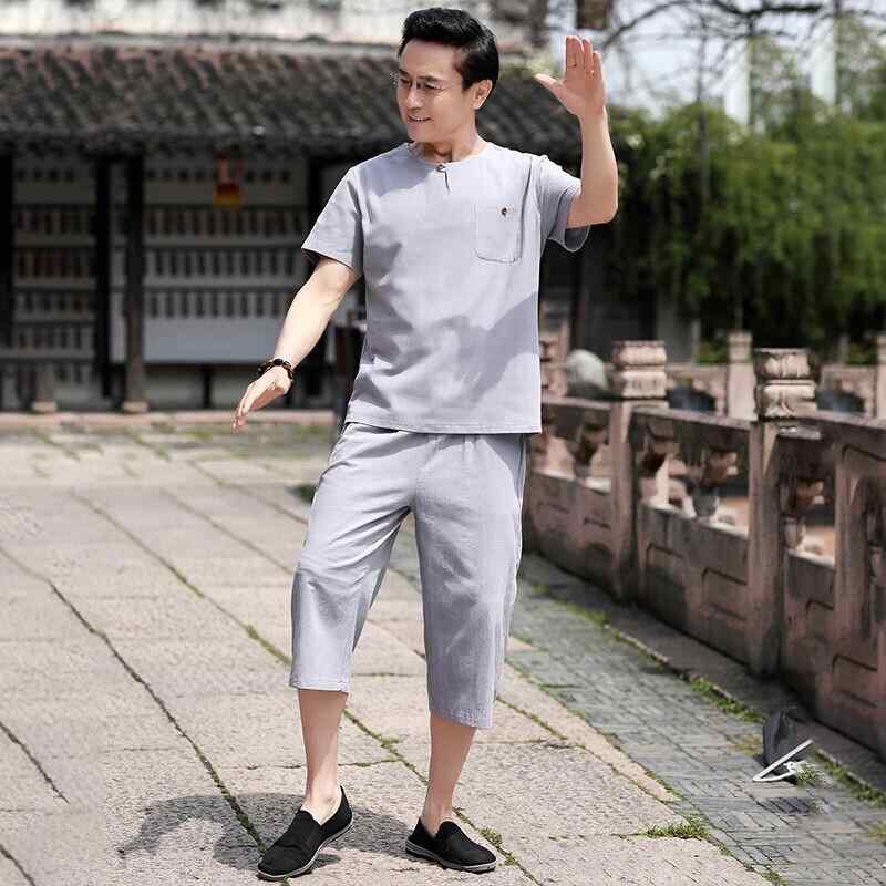カジュアルセットアップ メンズ 薄手 吸汗速乾 Tシャツ 半袖 七分丈パンツ 綿100% 通気性 快適 春夏 大人 ルームウェア 部屋着 パジャマ 普段着 リラックス