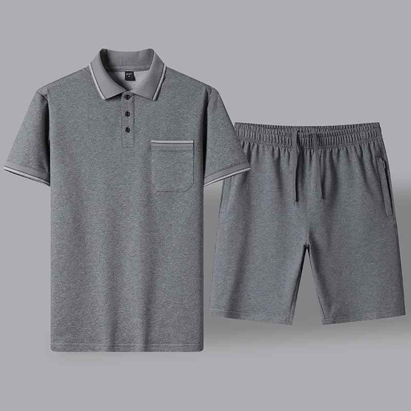 メンズ シニア向け スポーツウェア 上下セット 薄手 半袖 Tシャツ ショートパンツ 夏用 カジュアル リラックス 普段着