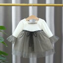 ワンピース キッズ 女の子 ベビー Vネック スクエアネック リバーシブル レース リボン フレアスリーブ 長袖 チュール プリンセスドレス Aライン コットン 春秋