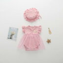 ロンパース ベビー 女の子 0-1歳 新生児 夏用 薄手 半袖 コットン素材 リボン付き 三角型デザイン イエロー ピンク グレー グリーン カジュアル