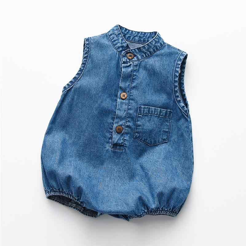 ロンパース ベビー 男の子 女の子 ノースリーブ デニム 春夏 綿100% 肌に優しい 快適 カジュアル おしゃれ 三角タイプ カバーオール