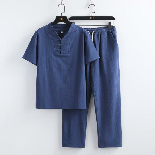 メンズ 中老年向け セットアップ 半袖Tシャツ 綿麻九分丈パンツ 春夏 カジュアル ゆったり 大きいサイズ 中華風 部屋着 普段着 快適 メンズ 中老年向け セットアップ 半袖Tシャツ 綿麻九分丈パンツ 春夏 カジュアル ゆったり 大きいサイズ 中華風 部屋着 普段着 快適