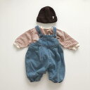 ロンパース ベビー 男女兼用 デニム サロペット 春秋 お出かけ着 韓国風 綿100% 安心安全 スナップボタン カバーオール(x3)