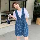 サロペット レディース バックオープン ジャカード織り レトロ デニム 大人可愛い オールインワン クロップド丈 ワイドパンツ 花柄 ポリエステル素材 春夏