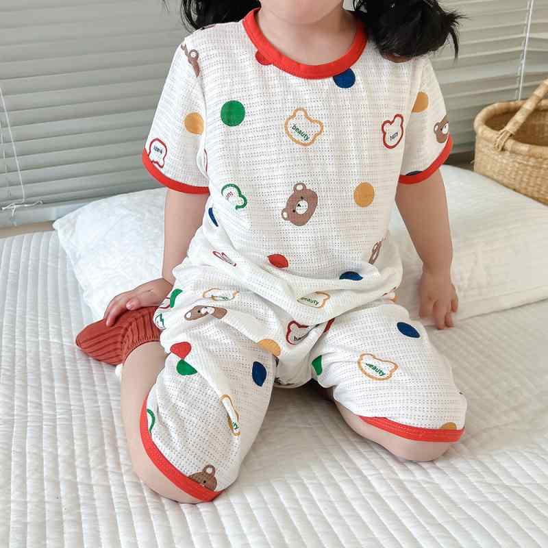 ルームウェア キッズ 男女兼用 パジャマ 上下セット 春夏 薄手 肌触り良い 吸汗速乾 綿混 キャラクター アニマル柄 花柄 かわいい 子供用