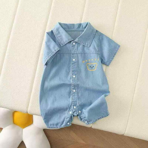 ロンパース 男の子 新生児 ベビー 0歳 60 70 80 90cm 夏 デニム 薄手 半袖 ショート丈 肌に優しい A類基準 綿素材 前開き カジュアル ブルー くま柄 出産祝い ロンパース 男の子 新生児 ベビー 0歳 60 70 80 90cm 夏 デニム 薄手 半袖 ショート丈 肌に優しい A類基準 綿素材 前開き カジュアル ブルー くま柄 出産祝い