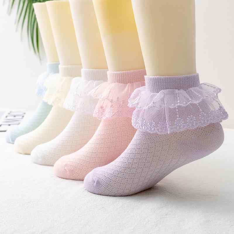 ソックス キッズ 女の子 子供用 ガールズ レース フリル プリンセス メッシュ 通気性 吸汗速乾 薄手 綿混 ショート丈 ダンス 発表会 かわいい 春夏秋(x3)