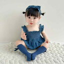 ロンパース 女の子 ベビー デニム サロペット 夏物 ノースリーブ 綿100% 薄手 かわいい 韓国風 赤ちゃん服 オールインワン ボディスーツ