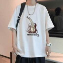 Tシャツ メンズ インフルエンサー ゆったり オーバーサイズ カジュアル ストリート デザインプリント グラフィック クルーネック 丸首 半袖 春夏 綿100% 通気性抜群