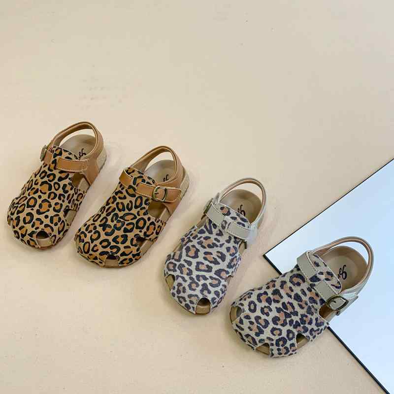 サンダル 女の子 キッズ つま先保護 ヒョウ柄 スポーツ 韓国風 おしゃれ カジュアル 春夏 歩きやすい ..