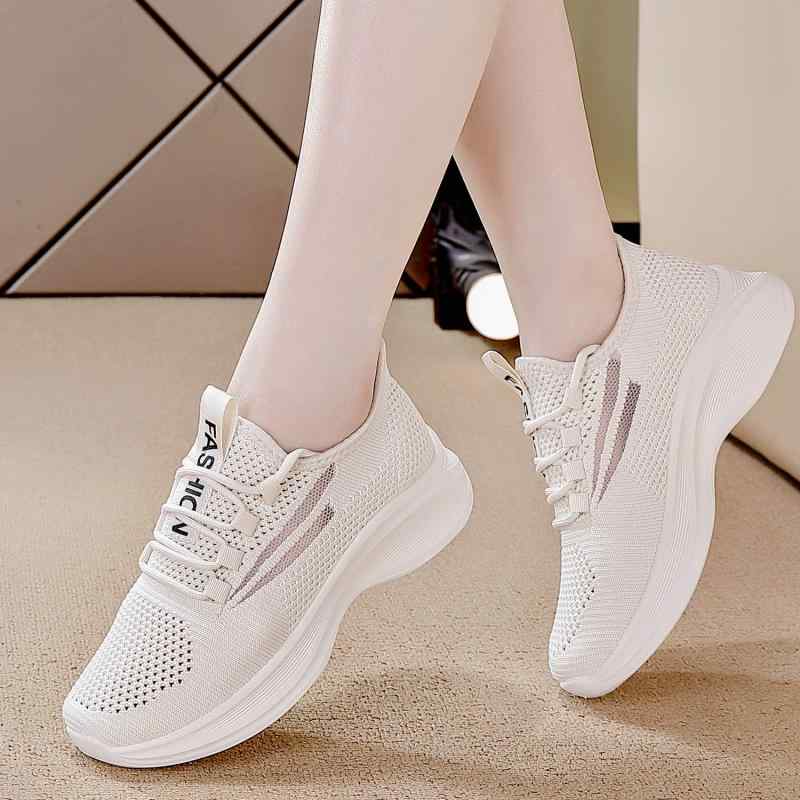 レディース スニーカー 通気性 メッシュ 軽量 厚底 ヒールアップ ソフトソール ローカット レースアップ カジュアル ランニング ウォーキングシューズ ラウンドトゥ PUレザー オールシーズン
