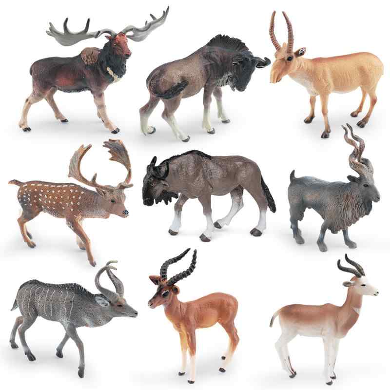 動物フィギュア 子供向け リアルな 野生動物 精巧 PVC製 卓上飾り インテリア コレクション ヌー レイヨウ クーズー マーコール オスファローディアー