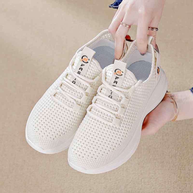 カジュアルシューズ レディース オールシーズン 通気性 クッション性 厚底 ローカット フラットソール メッシュ素材 バイカラー スポーツ ランニング 普段使い デイリーユース