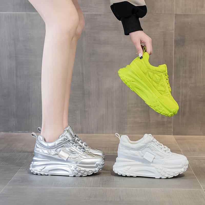 スニーカー レディース 7cm インヒール 厚底 本革 レザー ダッドスニーカー 韓国ファッション クッション性 デイリーユース オールシーズン対応