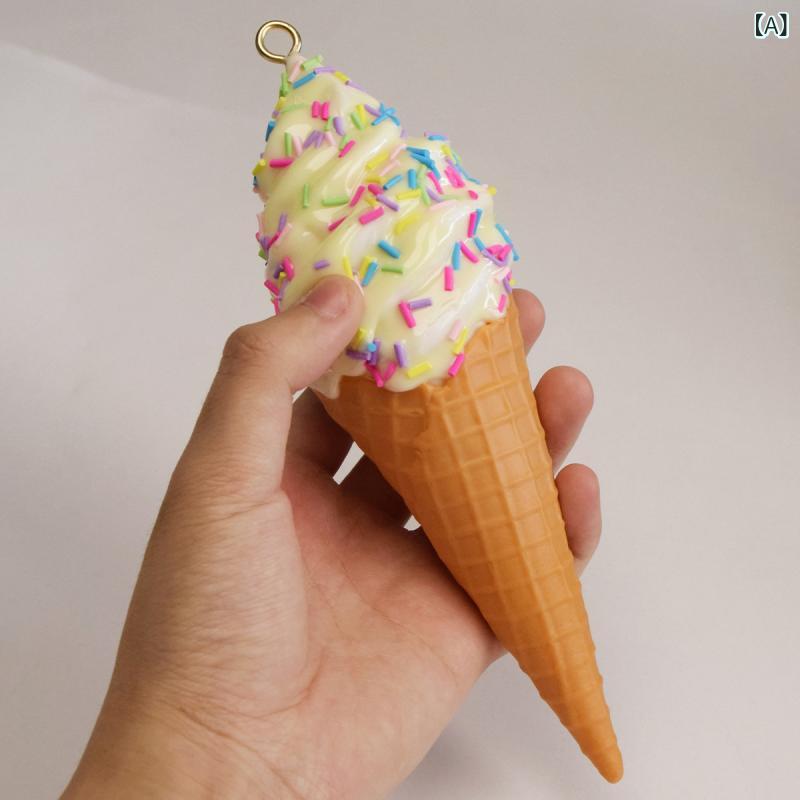 モズラボの食品サンプル アイスクリーム コーン プラスチック製 吊り下げ オーナメント 中サイズ ディスプレイ用 インテリア雑貨 白 ピンク 茶 かわいい 店舗装飾｜アングル2