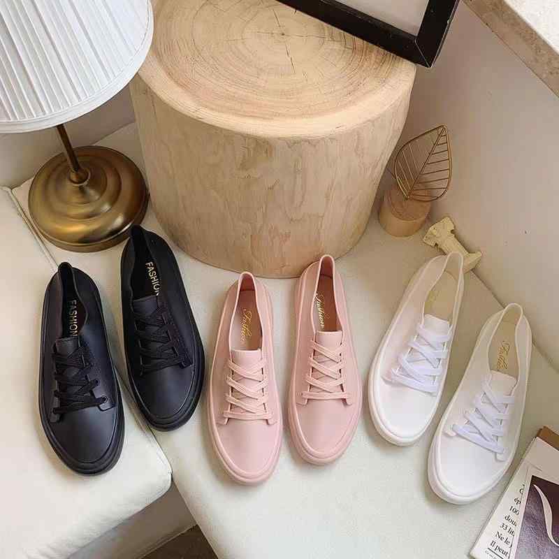 スニーカー レディース 春夏 快適 ラウンドトゥ ローヒール ウェッジソール レースアップ カジュアル フラットシューズ 通学 デイリーユース ホワイト(x2)