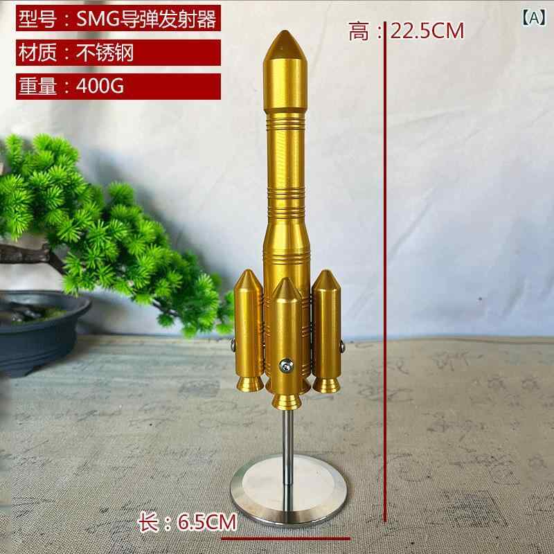 置物 ステンレス製 ロケットモデル ゴールドカラー モダンデザイン おしゃれな卓上 インテリアオブジェ 書斎 デスク用 プレゼントにも [2]