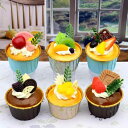 冷蔵庫マグネット かわいい カップケーキ 6個セット ミニチュア フェイクスイーツ ユニーク おしゃれ インテリア ディスプレイ おままごと用(x2)