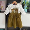 ジャンパースカート 女の子 ベビー コーデュロイ レトロ 刺繍 コットン 田園風 プリンセス風 秋冬 幼児服 普段着 カジュアル