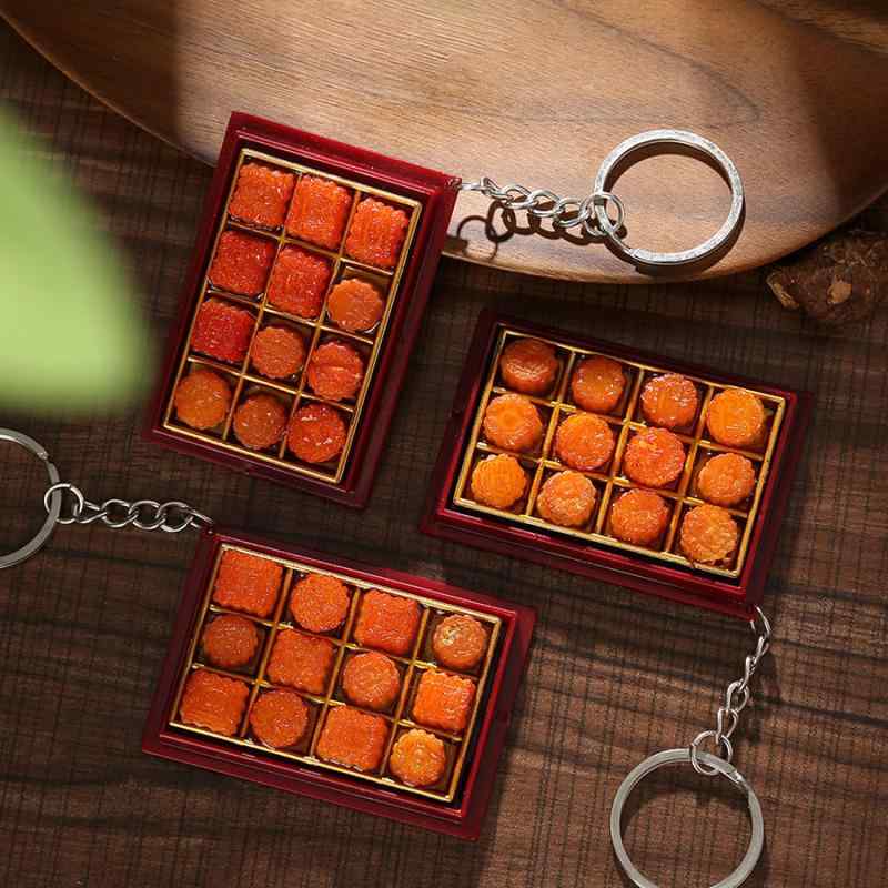 キーホルダー エコ PVCソフトラバー リアル ミニチュア ケーキ 月餅 スイーツ 食品サンプル風 おままご..