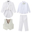 タキシード 男の子 ベビー スリムフィット フォーマルスーツ 礼服 舞台衣装 発表会 合唱 セレモニースーツ オールシーズン 長袖 ロングパンツ ホワイト 化学...