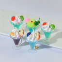 ミニチュア フルーツ デザート カップ 食品サンプル リアル フェイクフード かわいい アイスクリーム サンデー キーホルダー バッグチャーム オブジェ ドールハウス 小物 インテリア 飾り(x5)
